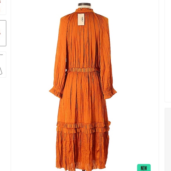 MODERN CITIZEN Hope Ruffle Midi Dress copper S - Picture 2 of 10